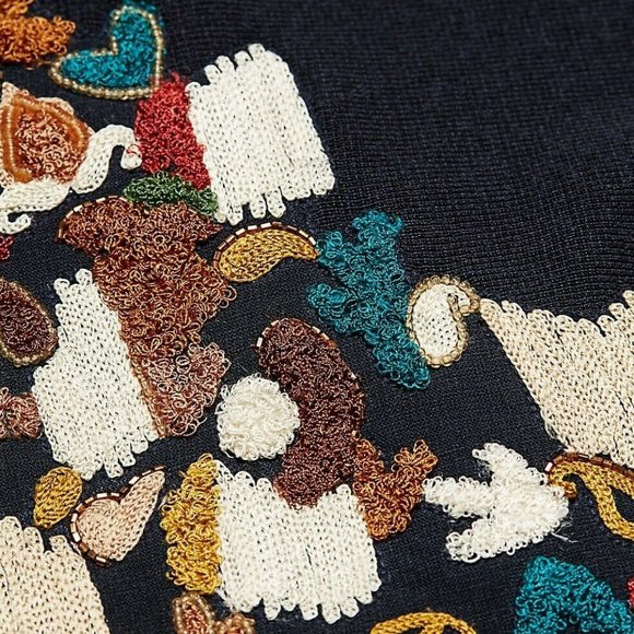 °$2,490 NEW OSCAR DE LA RENTA  EXCLUS EMBROID RUNW KNIT DRESS SWEATER US L - Picture 9 of 13